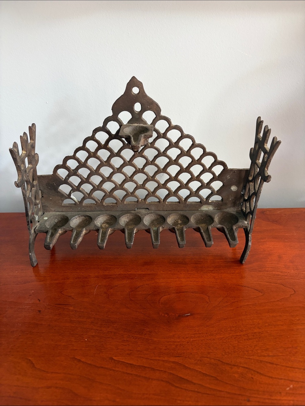 Antique Brass Menorah. Possibly Moroccan.